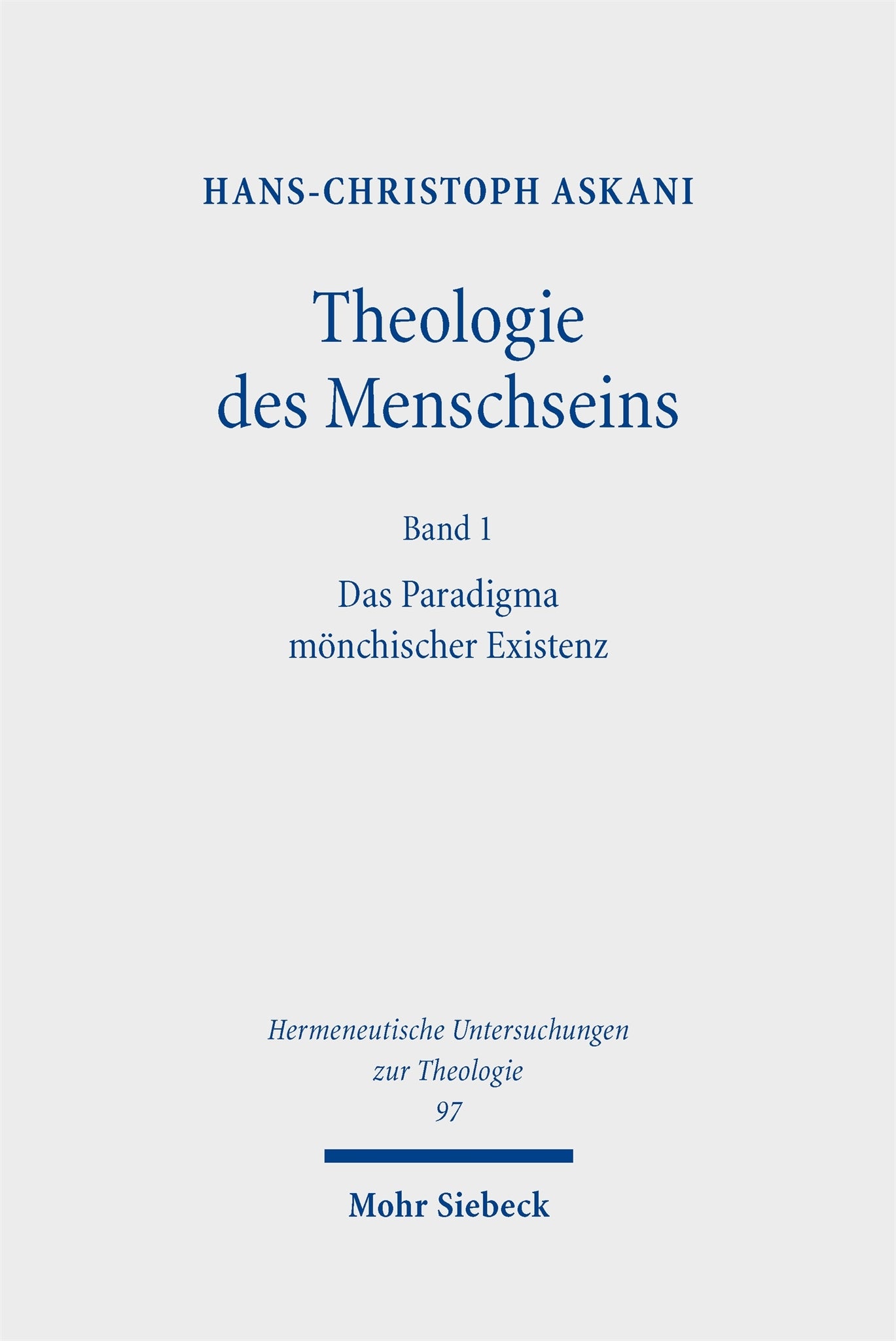 Cover image for Theologie des Menschseins I ISBN 9783162001542